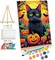 Paint by Numbers Kit for Adults with Frame Halloween Paint by Number with Easel Black Cat Adult Paint by Number Kits Framed Canvas DIY Oil Painting Kits for Ideal Gift Home Wall Decor 8x12 Inch